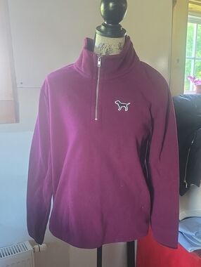 PINK Victoria's Secret Quarter-Zip Pullover Sweatshirt in Deep Berry